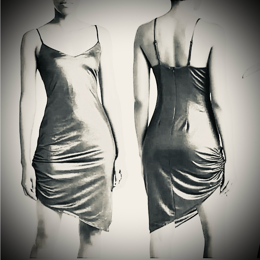 Ronny Kobo Silver Metallic Dress